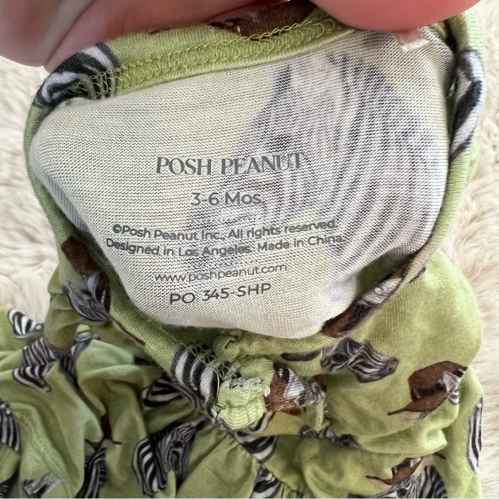 Posh Peanut Dante Zebra Print Henley Short Sleeve Twirl Skirt Bodysuit Sz 3-6M - Picture 3 of 5